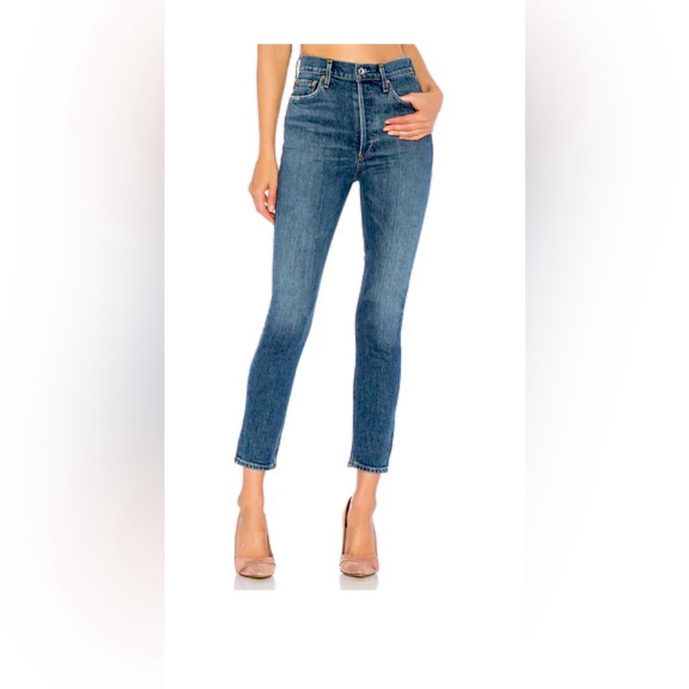AGOLDE Nico High Rise Slim Fit Button Fly Jeans 24 Premium Denim